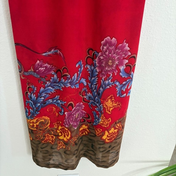 Y2K Frederick's of Hollywood Red Floral Print Dress Mini Size 10 - Picture 3 of 6
